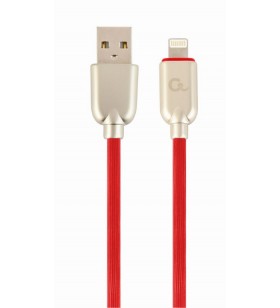 CABLU USB2.0 la Lightning Apple  GEMBIRD  1m, (AM/LM), premium rubber, red, "CC-USB2R-AMLM-1M-R"