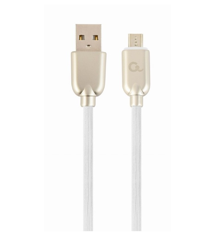 CABLU USB2.0 la Micro-USB  GEMBIRD  1m,  (AM/BM), premium rubber, white, "CC-USB2R-AMmBM-1M-W"