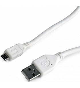 CABLU USB2.0 la Micro-USB  GEMBIRD  1m,  (AM/BM), white, "CCP-mUSB2-AMBM-W-1M"