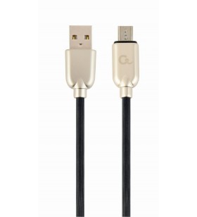 CABLU USB2.0 la Micro-USB  GEMBIRD  2m,  (AM/BM), premium rubber, black, "CC-USB2R-AMmBM-2M"