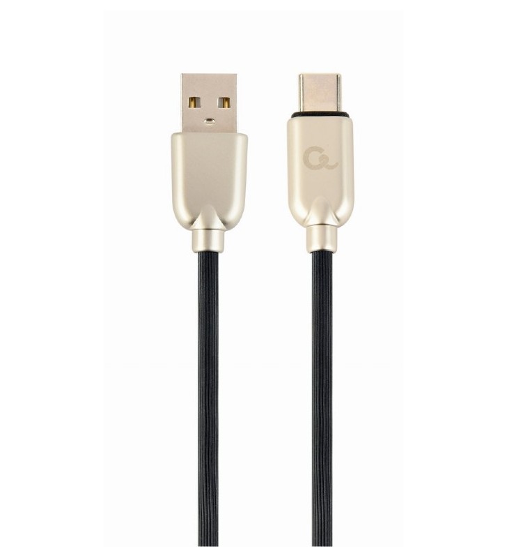 CABLU USB2.0 la USB2.0 Type-C GEMBIRD  1m, (AM/CM), premium rubber, black, "CC-USB2R-AMCM-1M"