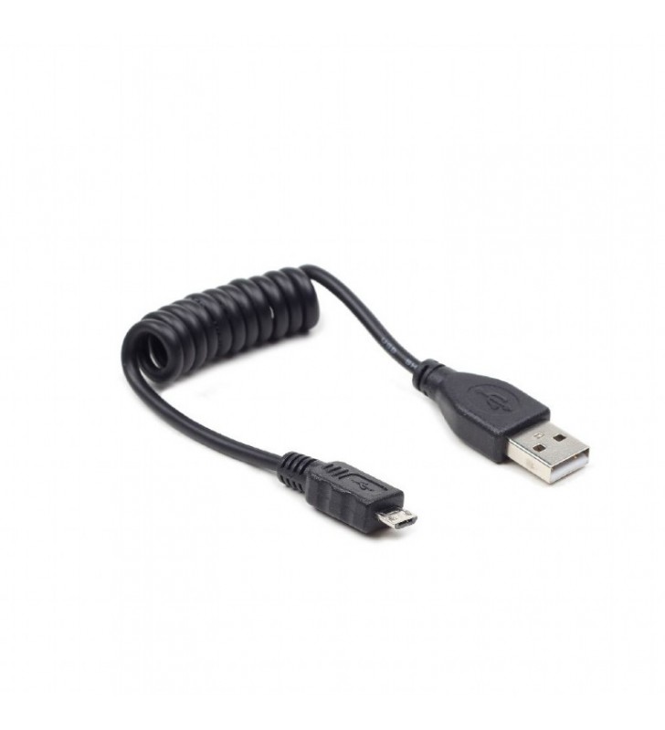Coiled Micro-USB cable, 0.6 m, black "CC-mUSB2C-AMBM-0.6M"