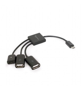 Hub USB Gembird UHB-OTG-02, 2x USB 2.0 + 1x micro USB, Black