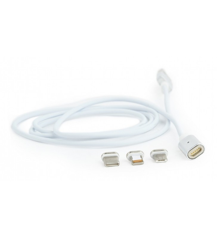 Magnetic USB charging combo 3-in-1 cable, silver, 1 m "CC-USB2-AMLM31-1M"