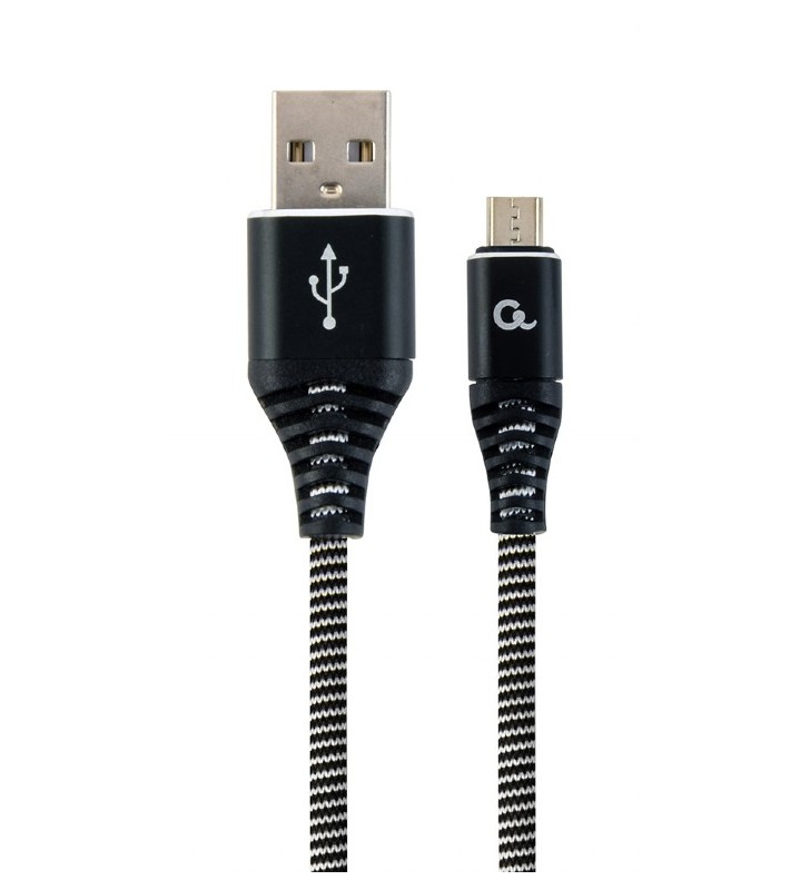 Premium cotton braided Micro-USB charging and data cable, 1 m, black/white "CC-USB2B-AMmBM-1M-BW"