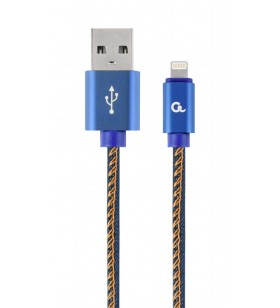 Premium jeans (denim) 8-pin cable with metal connectors, 2 m, blue "CC-USB2J-AMLM-2M-BL"