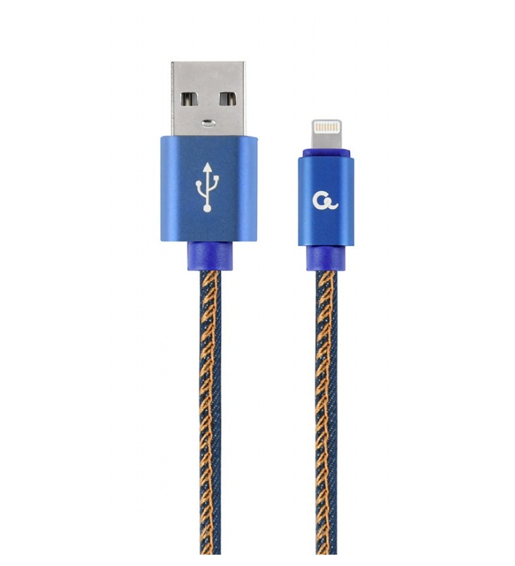 Premium jeans (denim) 8-pin cable with metal connectors, 2 m, blue "CC-USB2J-AMLM-2M-BL"