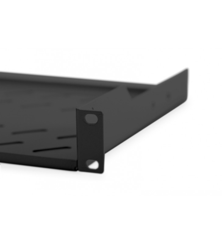 1U fixed shelf for racks from 400 mm depth 45x483x250 mm, up to 15 kg, black (RAL 9005)