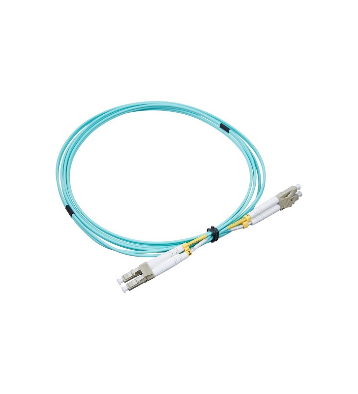 Patch cord | FO | 3 metri | LSZH | Aqua | LANmark | Multimode OM3 | Duplex LC-LC | Slimflex