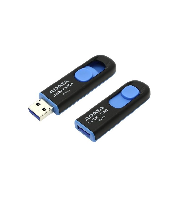 ADATA AUV128-32G-RBE Unitate flash Adata UV128 32GB USB3, fara capac, retractabil, negru si albastru