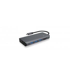 ICY BOX IB-DK4070-CPD Prin cablu USB 3.2 Gen 1 (3.1 Gen 1) Type-C Antracit, Negru