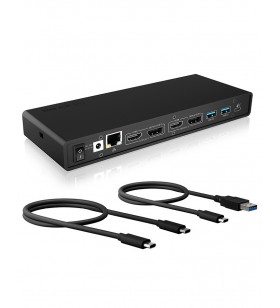 ICY BOX IB-DK2245AC Prin cablu USB 3.2 Gen 1 (3.1 Gen 1) Type-C Negru