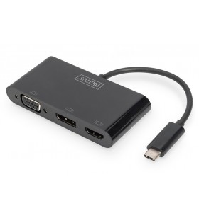 DIGITUS DA-70859 Graphic Adapter HDMI/DP/VGA 4K 60Hz UHD/ FHD to USB 3.1 Type C, audio, black