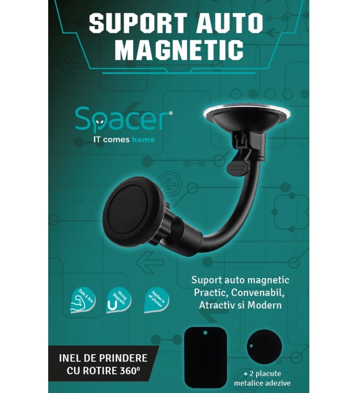 SUPORT AUTO SPACER Magnetic pt. SmartPhone, Magnetic Car Holder, 360 grade, retail box, black, "SPT-MCH"