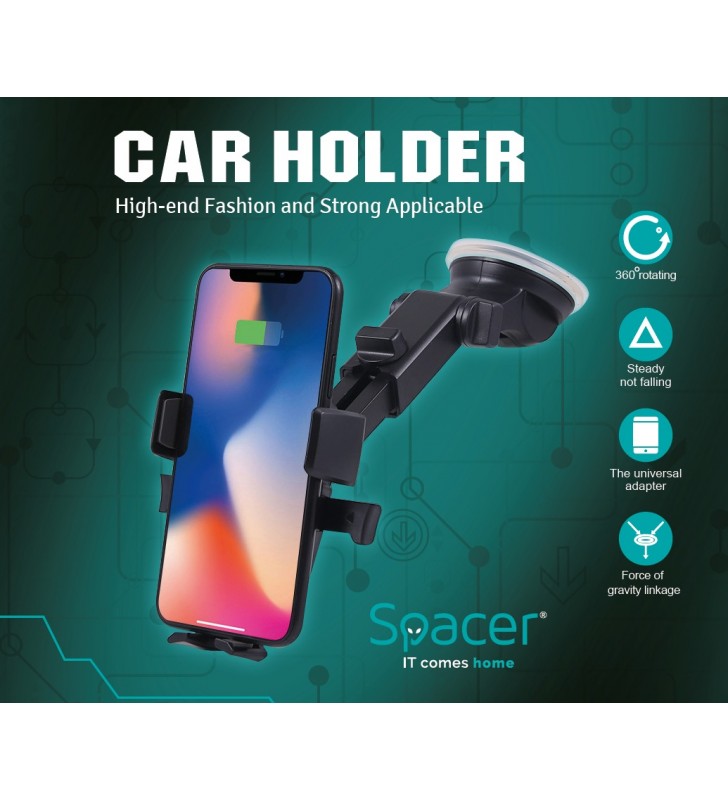 SUPORT AUTO SPACER pt. SmartPhone, Car Holder, 360 grade, retail box, black, "SPT-UCH"