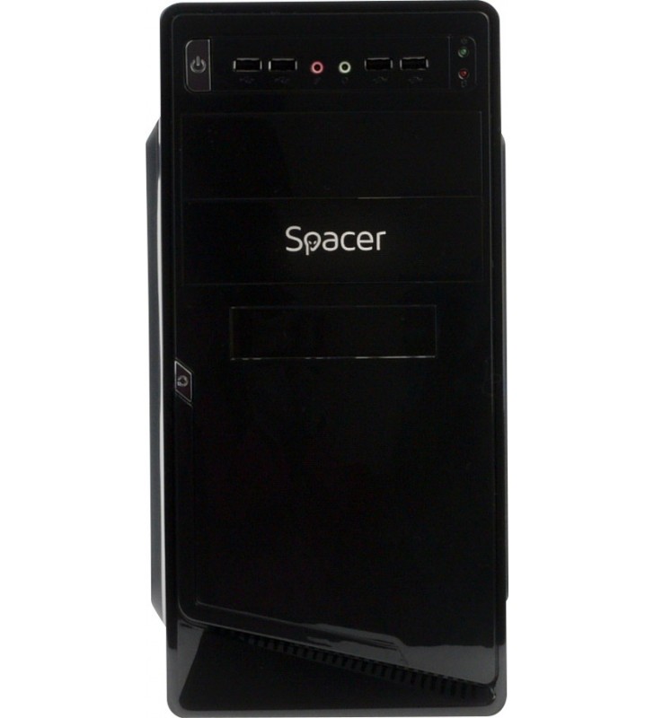 CARCASA SPACER  Mini-Tower mATX, sursa 450W, Moon, Front USB2.0+Audio, black, "SPC-MOON"