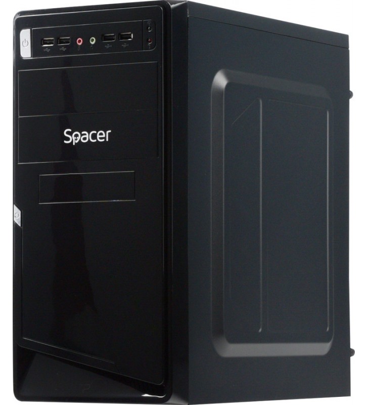 CARCASA SPACER  Mini-Tower mATX, sursa 450W, Moon, Front USB2.0+Audio, black, "SPC-MOON"