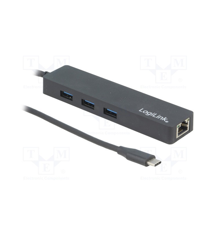 LOGILINK UA0313 LOGILINK- USB-C hub, 3 ports + gigabit adapter, black