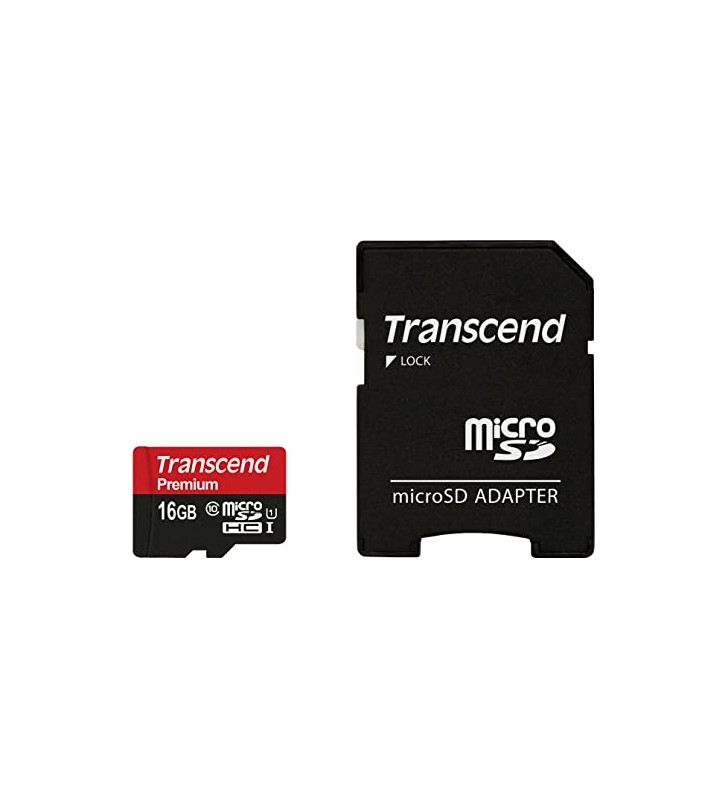TRANSCEND TS16GUSDU1 Transcend - card memorie microSDHC 16GB UHS1 + Adaptor