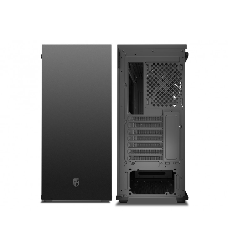 CARCASA DeepCool Middle-Tower ATX, 1 120mm fan (inclus), tempered glass, panouri laterale magnetice, tavan amovibil, front audio