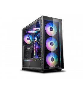 CARCASA DeepCool Middle-Tower E-ATX,  3x 120mm CF120 fans, header RGB ADD, RGB LED strip, tempered glass, front audio &amp 2x US