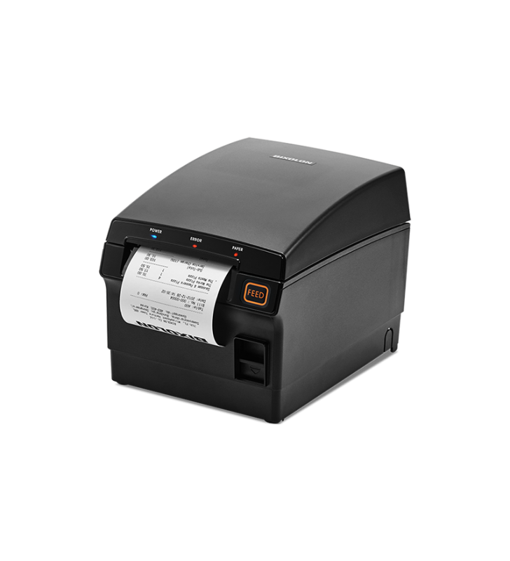 Thermal Receipt Printer, USB and Ethernet, Auto-cutter, 80 mm/83 mm Paper Width, IP12 Waterproof, Front Exit Printing. Color: Black