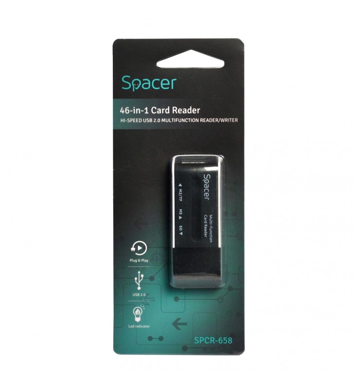 CARD READER extern SPACER, USB 2.0, All-in-1, pentru SDHC, SD, MiniSD (NEED ADAPTER), Micro SDHC, Micro SD, MMC, RS-MMC, MS, bla