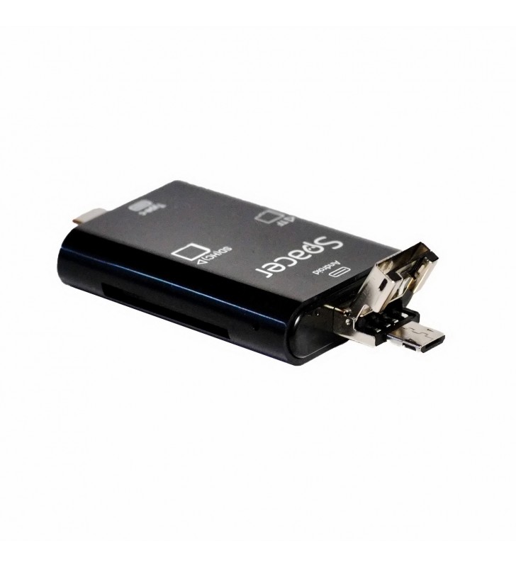 CARD READER extern SPACER, USB 3.1 Type-C, All-in-3, USB AM, MicroUSB AM, pentru SDHC, SD, MiniSD (NEED ADAPTER), Micro SDHC, Mi
