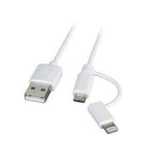 1M LIGHTNING/MICRO USB CABLE/MFI CERTIFICATED - WHITE