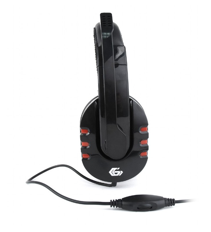 Gaming headset with volume control, glossy black "GHS-402"