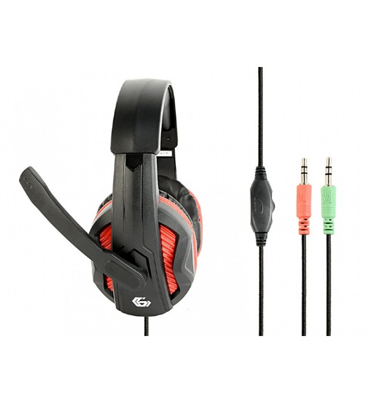 Gaming headset with volume control, matte black "GHS-03"