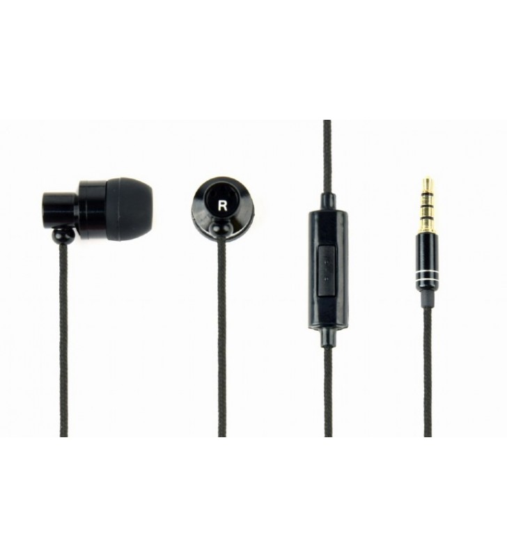 Metal earphones with microphone, "Paris", black "MHS-EP-CDG-B"
