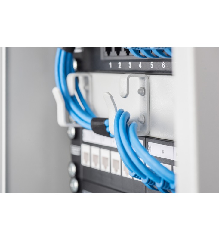 DIGITUS 254 mm (10") 1U cable management panel 3x cable rings, 44x254x60 mm, grey (RAL 7035)