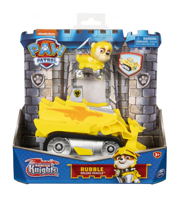 PAW Patrol Rescue Knights Rubble Transforming Toy Car with Collectible Action Figure