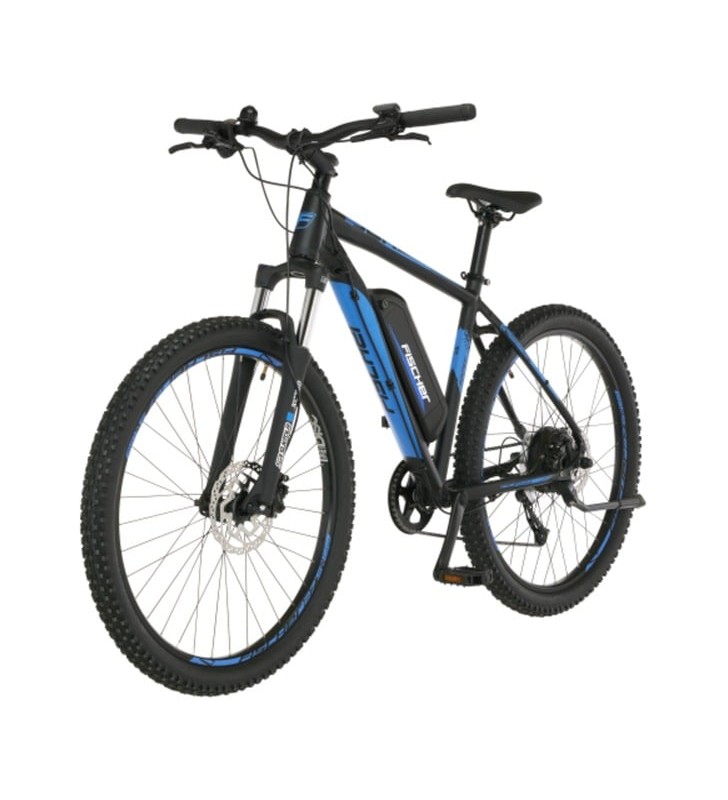 Bicicleta FISCHER Montis 2.1 (2023), pedelec (negru/albastru, 27,5 cm, cadru 48 cm)