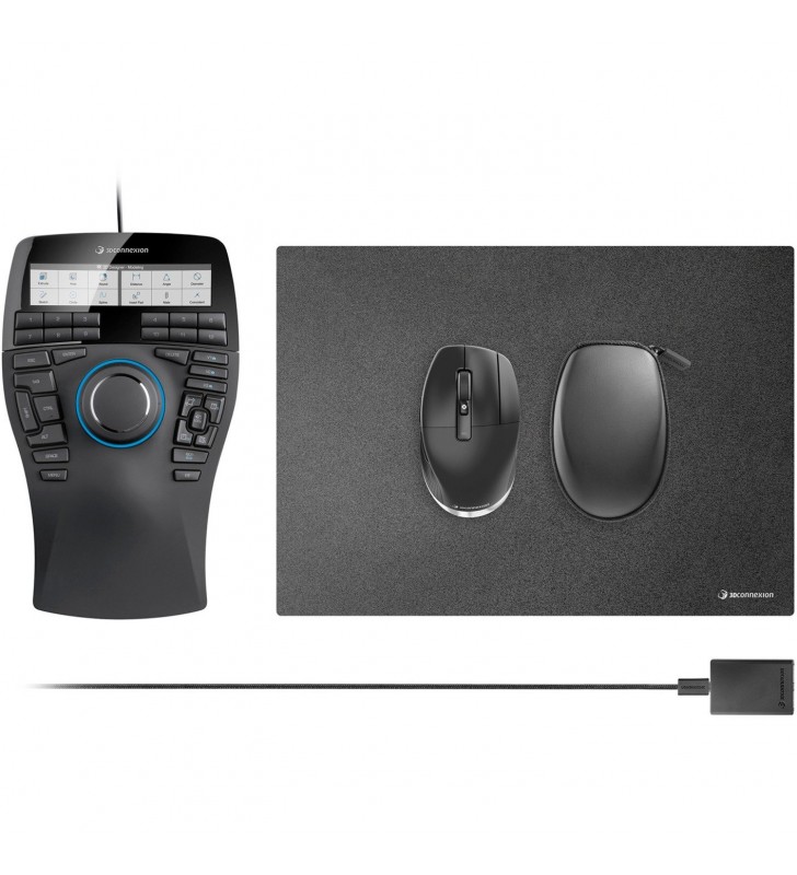 3DConnexion SpaceMouse Enterprise Kit 2, set (negru/argintiu, SpaceMouse Enterprise, CadMouse Pro Wireless, mouse pad, hub USB)
