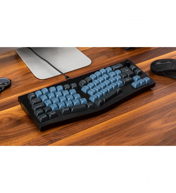 Buton Keychron Q8, tastatură pentru jocuri (negru/albastru-gri, aspect DE, Gateron G Pro Brown, aspect Alice, hot-swap, cadru de aluminiu, RGB)