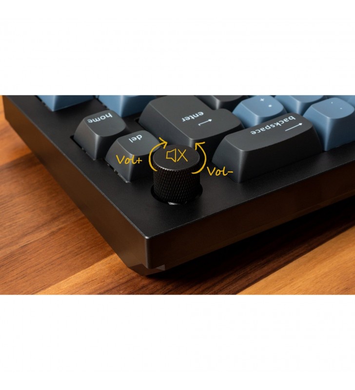 Buton Keychron Q8, tastatură pentru jocuri (negru/albastru-gri, aspect DE, Gateron G Pro Brown, aspect Alice, hot-swap, cadru de aluminiu, RGB)
