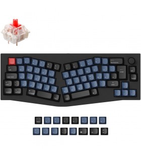 Buton Keychron Q8, tastatură pentru jocuri (negru/albastru-gri, aspect DE, Gateron G Pro Red, aspect Alice, hot-swap, cadru de aluminiu, RGB)