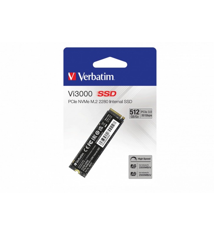 Verbatim Vi3000 PCIe NVMe M.2 SSD 512GB 512 Giga Bites PCI Express 3.0