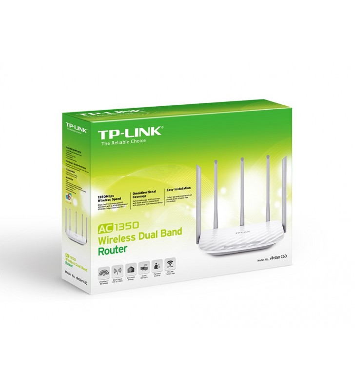 TP-LINK Archer C60 router wireless Bandă dublă (2.4 GHz  5 GHz) Fast Ethernet Alb