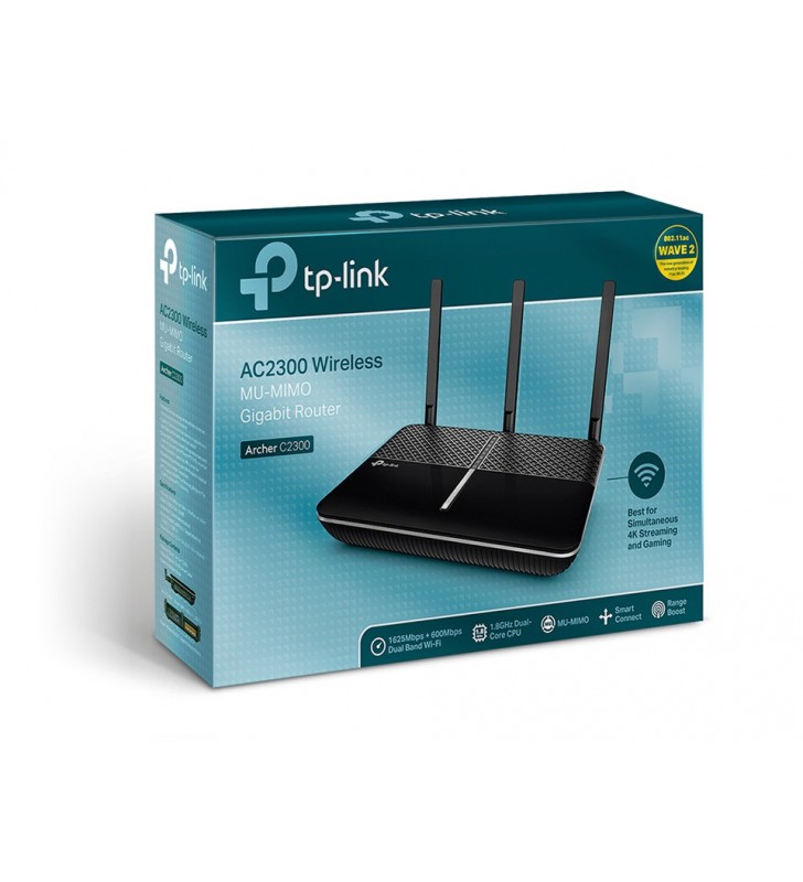TP-LINK Archer C2300 router wireless Bandă dublă (2.4 GHz/ 5 GHz) Gigabit Ethernet Negru
