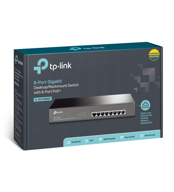 TP-LINK TL-SG1008MP switch-uri Fara management Gigabit Ethernet (10/100/1000) Negru Power over Ethernet (PoE) Suport