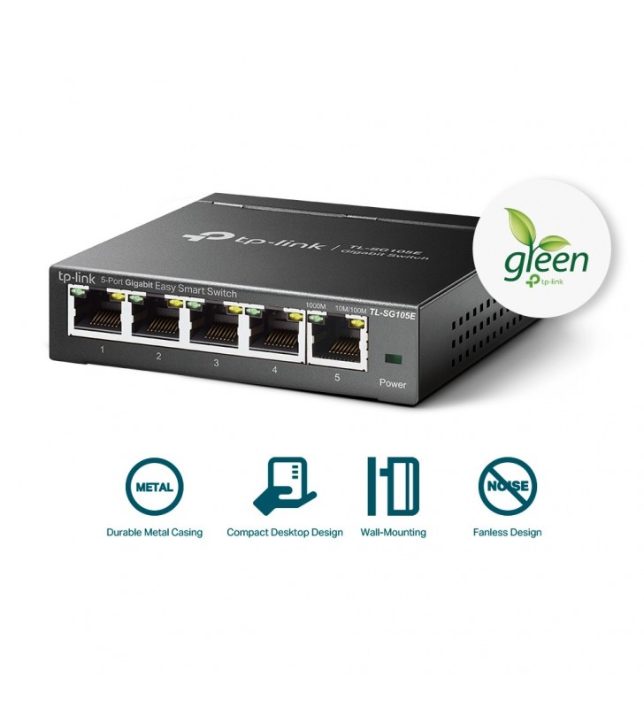TP-LINK TL-SG105E switch-uri L2 Gigabit Ethernet (10 100 1000) Negru