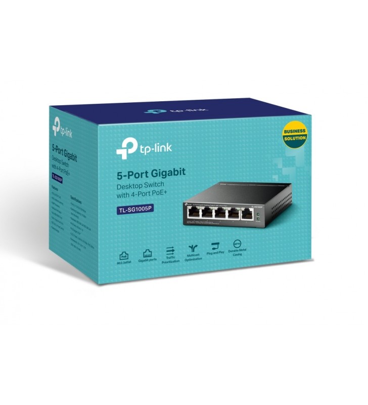 TP-LINK TL-SG1005P switch-uri Fara management Gigabit Ethernet (10/100/1000) Negru Power over Ethernet (PoE) Suport