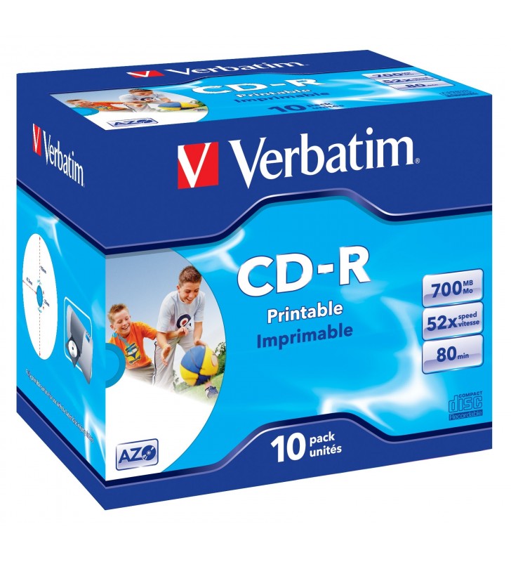 Verbatim CD-R AZO Wide Inkjet Printable 700 Mega bites 10 buc.
