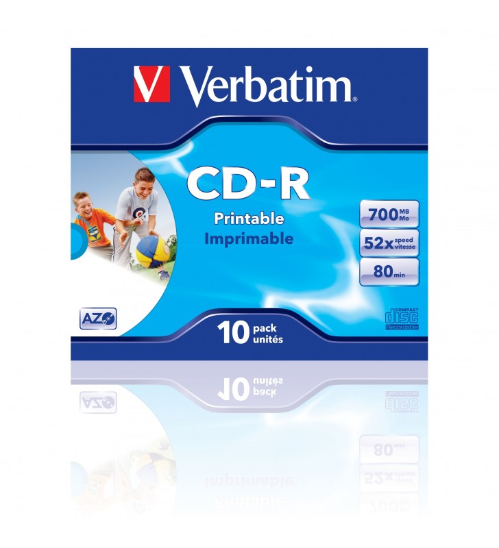 Verbatim CD-R AZO Wide Inkjet Printable 700 Mega bites 10 buc.
