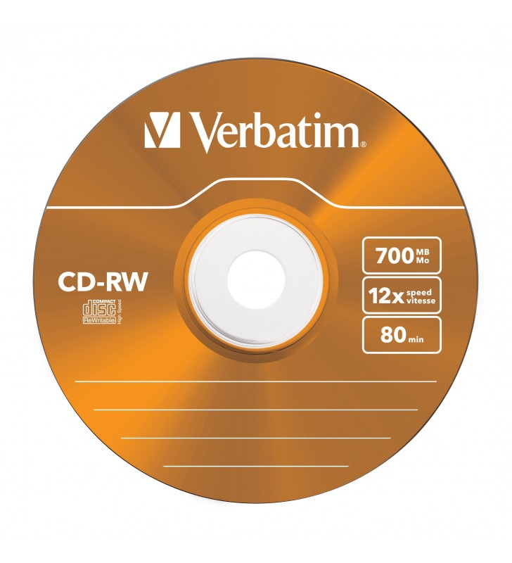 Verbatim CD-RW Colour 12x 700 Mega bites 5 buc.