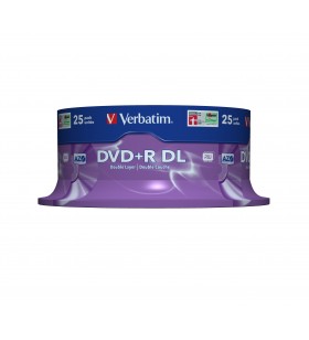 DVD+R Verbatim 8X, 8.5GB, 25buc, Spindle