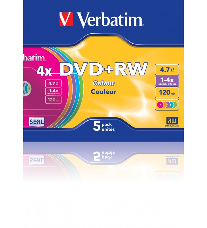 Verbatim DVD+RW Colours 4,7 Giga Bites 5 buc.